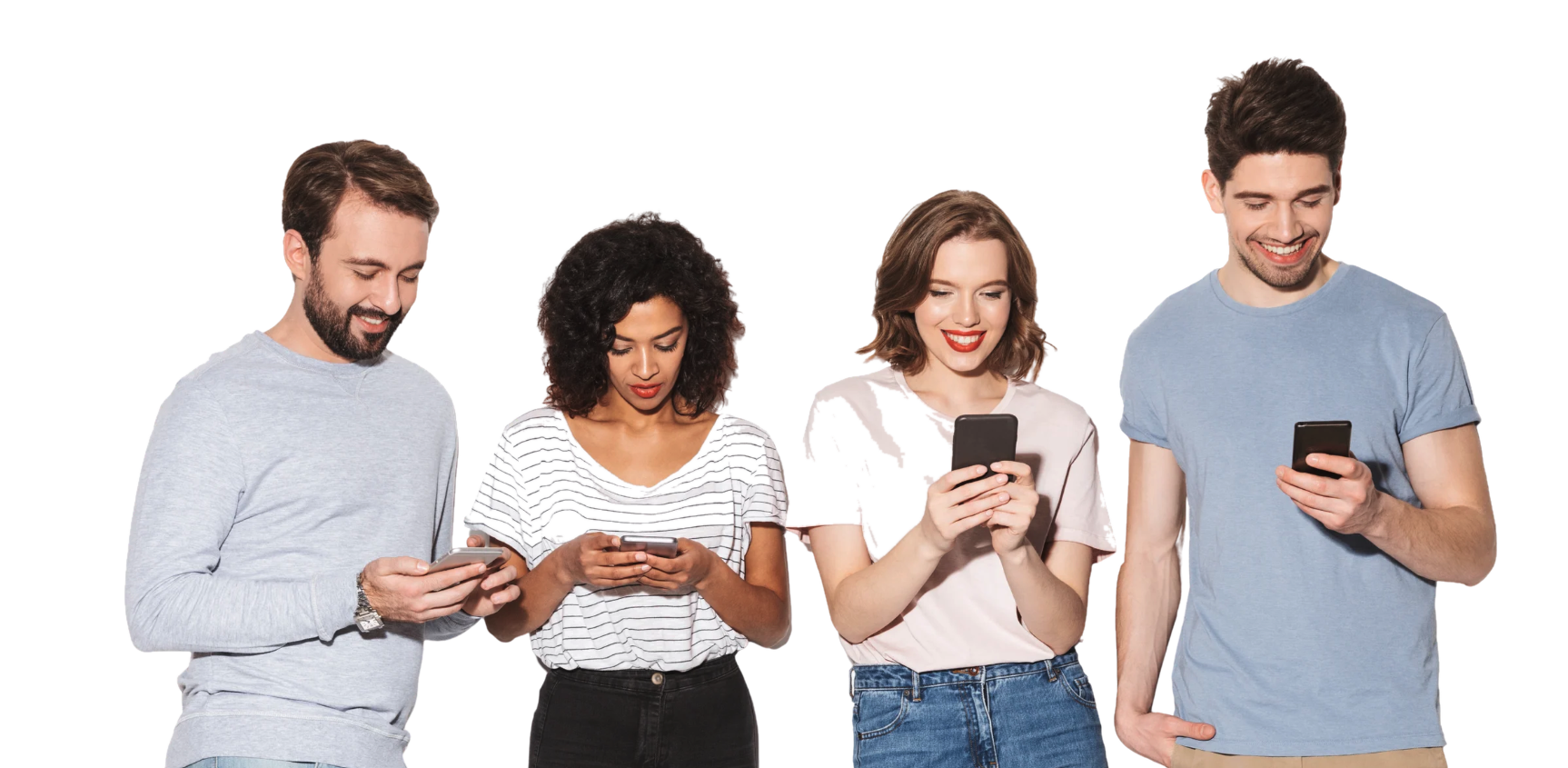 Personas usando la app Snuuper en su smartphone